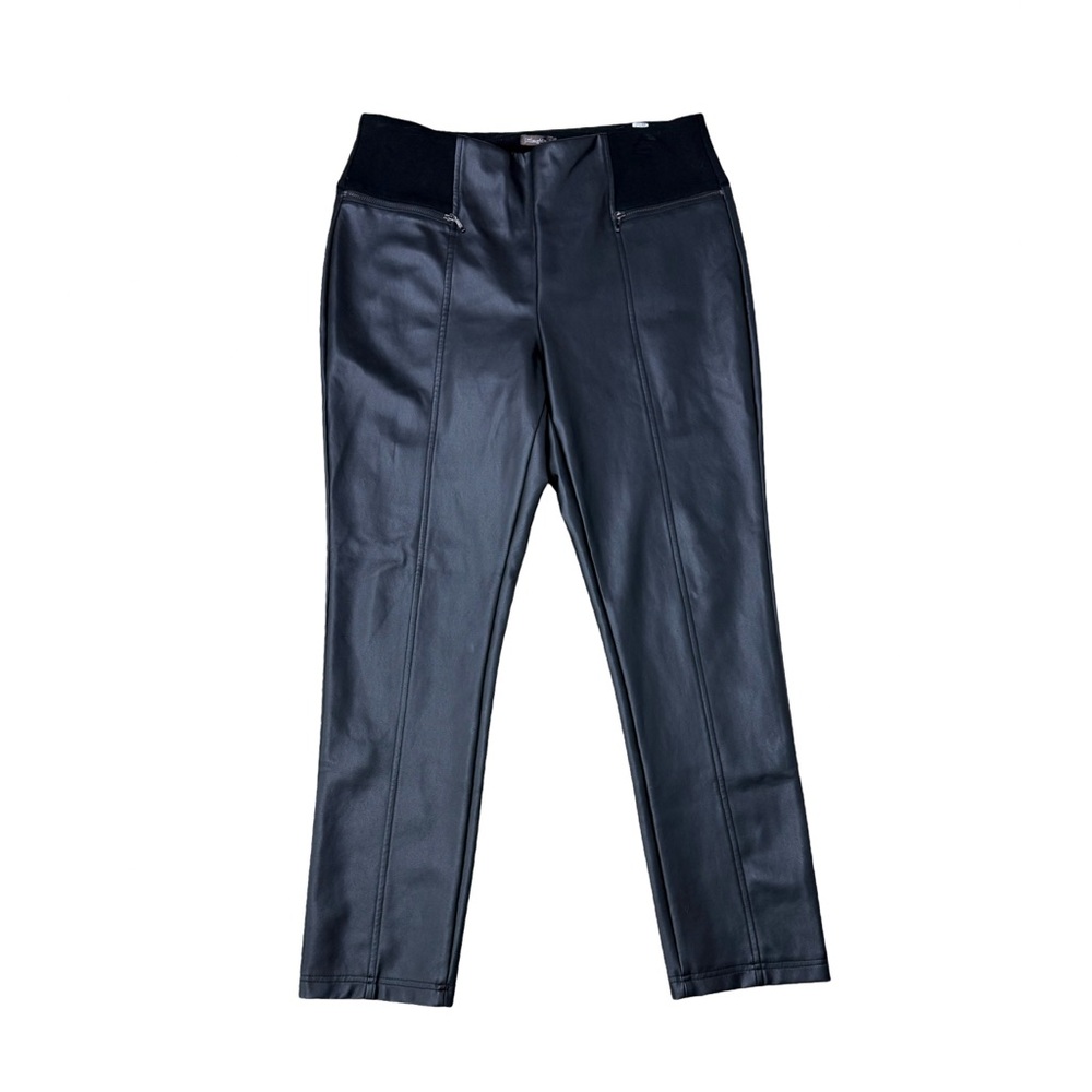 J. McLaughlin Black Faux Leather Leggings Pull On Ankle Pants Size L
